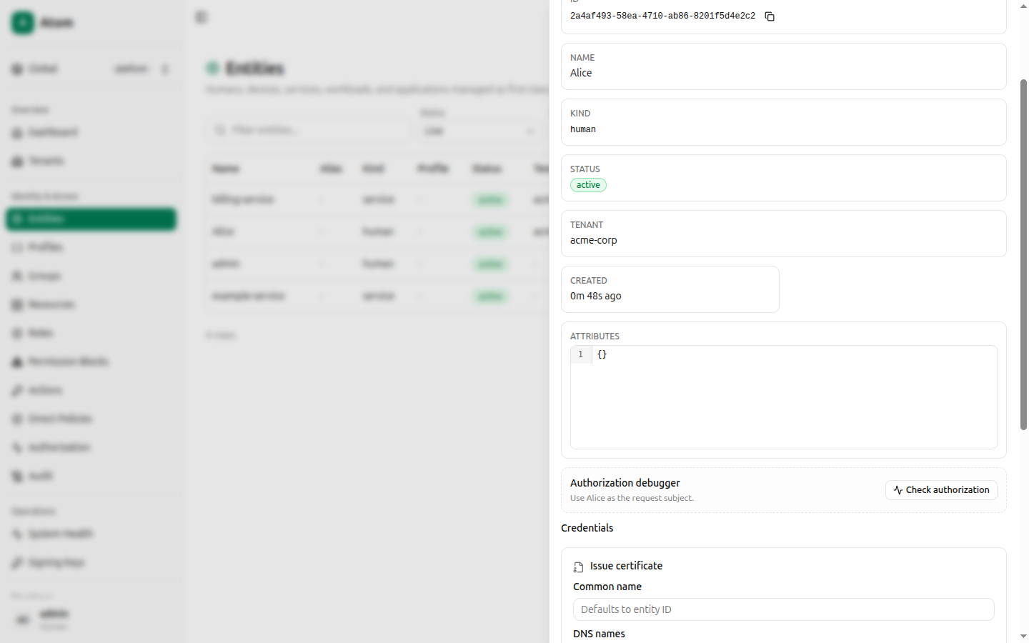 Issue certificate inline form